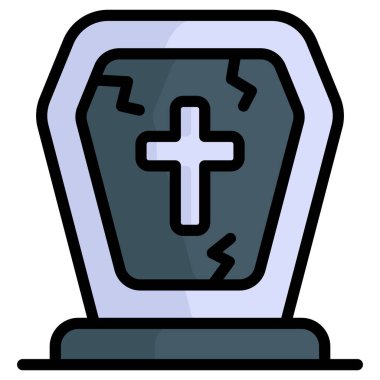 Katolik mezar vektörü renk çizgisi simgesi