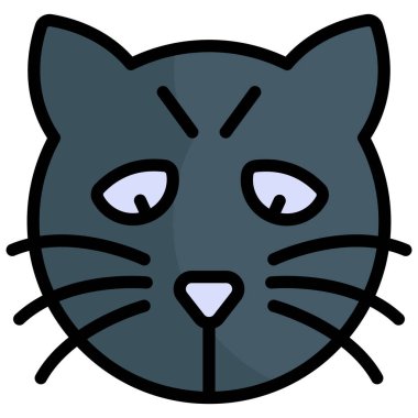 Cadılar Bayramı, korkunç kedi vektör renk çizgisi simgesi