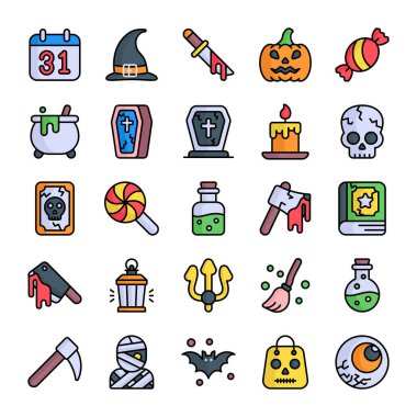 Azizler Günü için geleneksel Cadılar Bayramı sembolleri ve korku bağbozumu özellikleri..