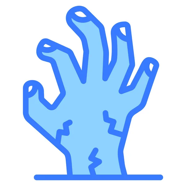 Zombie Hand Vektor Blå Kontur Ikon — Stock vektor