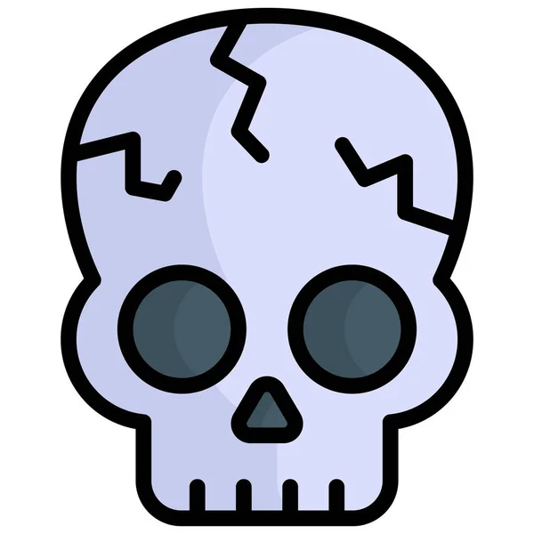 Dangerous Skull Vector Color Line Icon — Stock Vector