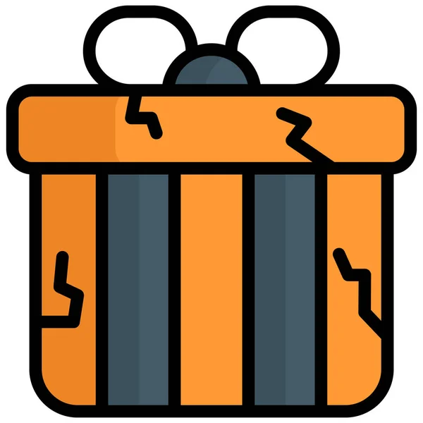 Halloween Gift Vector Color Line Icon — Stock Vector