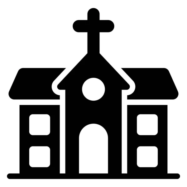Kirche Gebäude Vektor Glyphen Symbol — Stockvektor