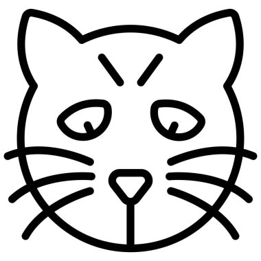 Cadılar Bayramı, korkunç kedi vektör çizgisi simgesi 
