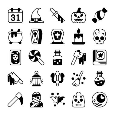 Azizler Günü için geleneksel Cadılar Bayramı sembolleri ve korku bağbozumu özellikleri..