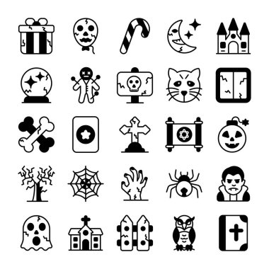 Azizler Günü için geleneksel Cadılar Bayramı sembolleri ve korku bağbozumu özellikleri..