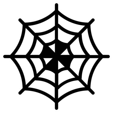 Örümcek, örümcek ağı vektörü siyah çizgi simgesi.