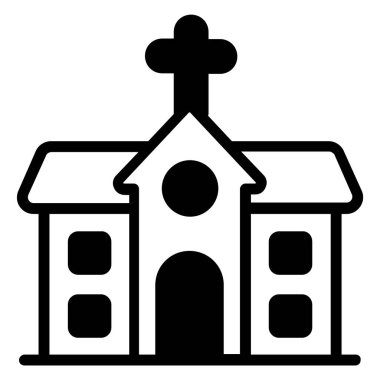 Kilise oluşturma vektörü siyah ana hatlar simgesi.