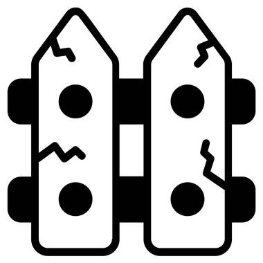 mezarlık çiti vektörü siyah çizgi simgesi.