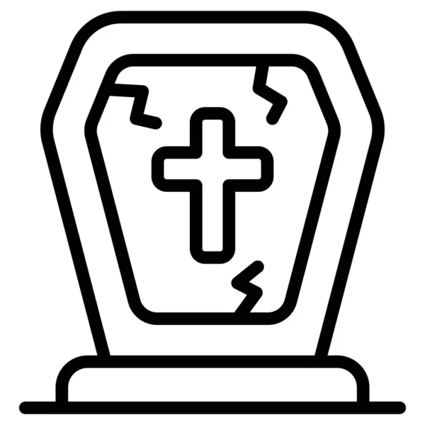 Catholic Grave Vector Line Icon — Stock Vector