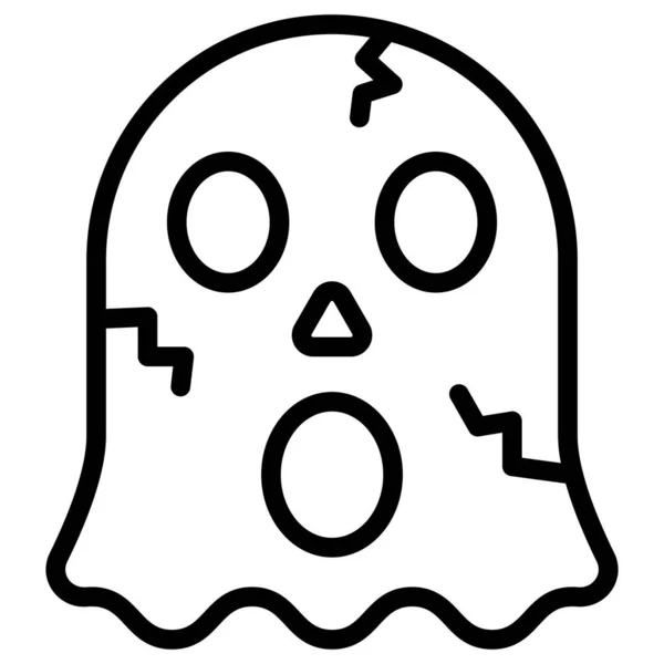 Halloween Ghost Vector Line Icon — Stock Vector