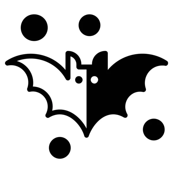 Horror Bat Wektor Czarny Wypełniony Zarys Ikona — Wektor stockowy