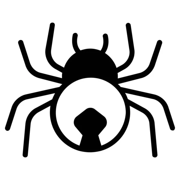 Αράχνη Απόκριες Διάνυσμα Μαύρο Περίγραμμα Γεμάτο Εικονίδιο — Διανυσματικό Αρχείο