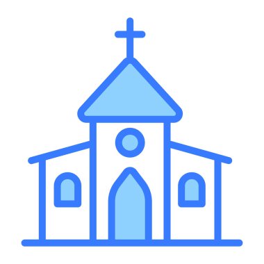 Kilise vektör ana hatları ikonu. Modern renkli taslak semboller. Geleneksel elementlerin koleksiyonu.