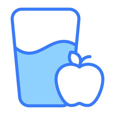 Elma suyu vektör ana hatları simgesi. Modern ince çizgi sembolleri. Geleneksel elementlerin koleksiyonu.