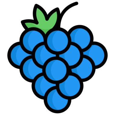 Üzüm vektör çizgisi renkli simge. Modern renkli taslak semboller. Geleneksel elementlerin koleksiyonu.