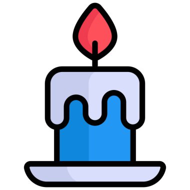 Mum vektör ana hatları renkli simge. Modern renkli taslak semboller. Geleneksel elementlerin koleksiyonu.