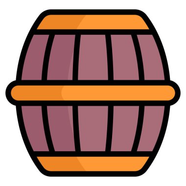 Viski fıçısı vektör ana hatları renkli ikon. Modern renkli taslak semboller. Geleneksel elementlerin koleksiyonu.