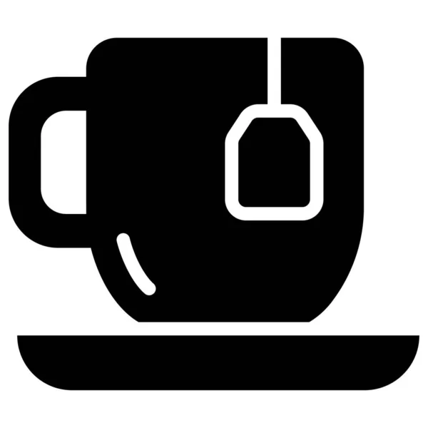 Thee Cup Vector Glyph Pictogram Moderne Hiërogliefen Symbolen Verzameling Van — Stockvector