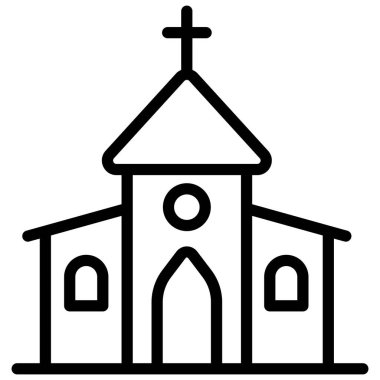 Kilise vektör ana hatları ikonu. Modern ince çizgi sembolleri. Geleneksel elementlerin koleksiyonu.