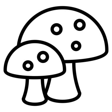  Mantar vektör ana hatları simgesi. Modern ince çizgi sembolleri. Geleneksel elementlerin koleksiyonu.