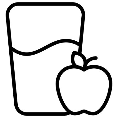 Elma suyu vektör ana hatları simgesi. Modern ince çizgi sembolleri. Geleneksel elementlerin koleksiyonu.