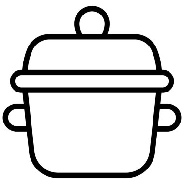 Tencere vektör ana hatlarını pişirme simgesi. Modern ince çizgi sembolleri. Geleneksel elementlerin koleksiyonu.