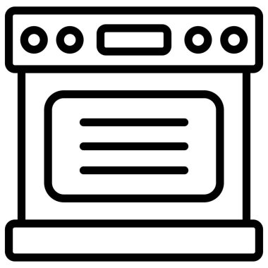  Fırın vektör ana hatlarını pişirme simgesi. Modern ince çizgi sembolleri. Geleneksel elementlerin koleksiyonu.