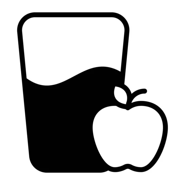 Jablečný Džus Vektor Černý Vyplněný Obrys Ikony Moderní Tenké Čárové — Stockový vektor