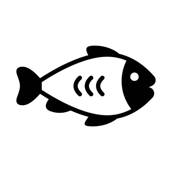 鱼矢量黑色填充轮廓图标 现代细线符号 传统要素的收集 — 图库矢量图片