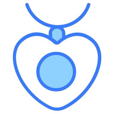 yaka, mücevher, kalp simgesi, basit tasarım mavi çizgi simgesi.