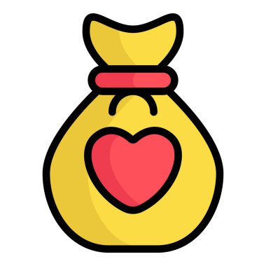 para çantası, para birimi renk çizgisi simgesi