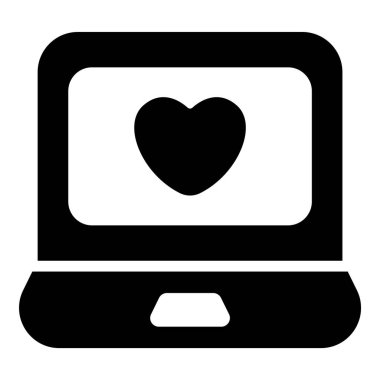 dizüstü bilgisayar, aşk iletişimi siyah simgesi