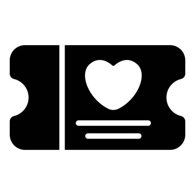 kalp, aşk bileti siyah simge