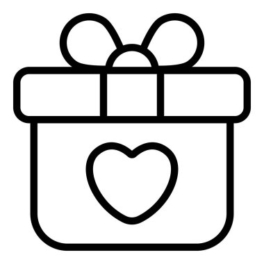 Aşk hediyesi, hediye kutusu basit satır simgesi