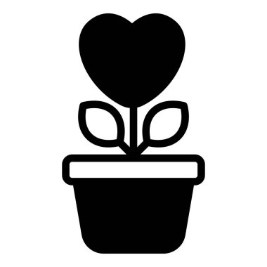 aşk bitkisi, büyüme siyah vektör simgesi