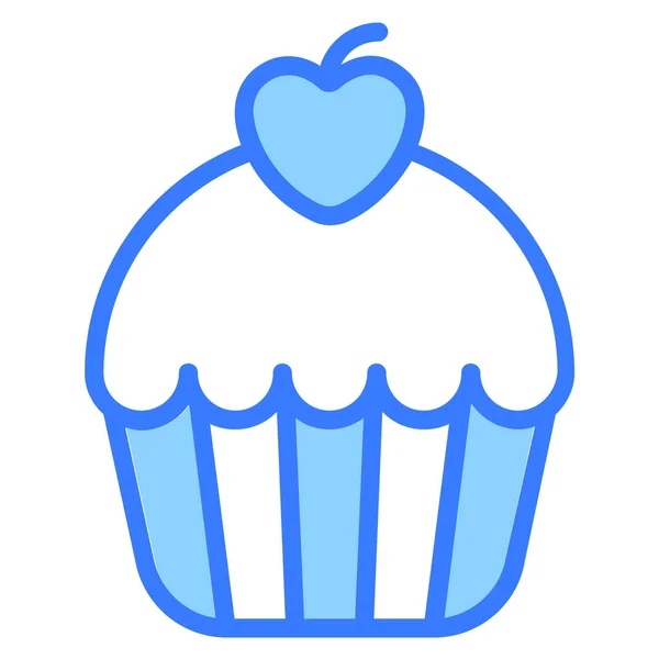 Cupcake Cream Cake Simgesi Basit Tasarım Mavi Çizgi Simgesi — Stok Vektör