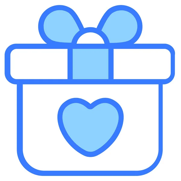 Presente Amor Ícone Caixa Azul Ícone Linha Azul Design Simples —  Vetores de Stock