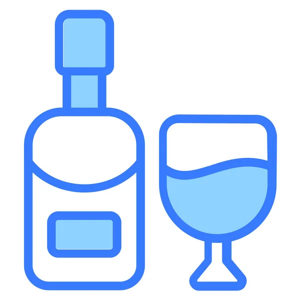 Cerveza Botella Vino Icono Diseño Simple Icono Línea Azul — Vector de stock