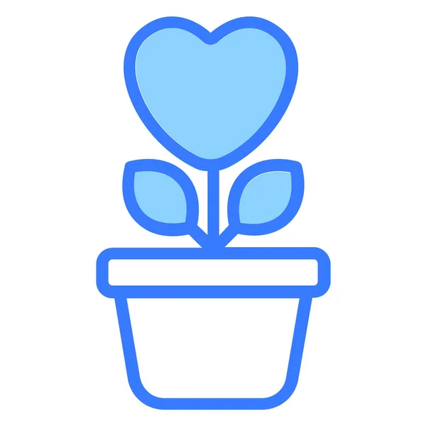 Planta Del Amor Icono Crecimiento Diseño Simple Icono Línea Azul — Archivo Imágenes Vectoriales