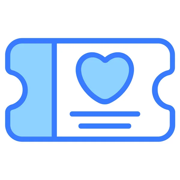 Herz Liebe Ticket Icon Einfaches Design Blaue Linie Symbol — Stockvektor