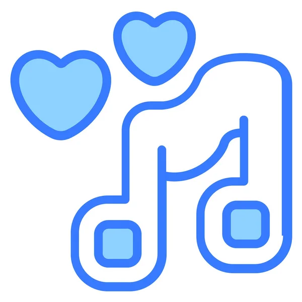 Amour Symbole Musique Icône Conception Simple Icône Ligne Bleue — Image vectorielle