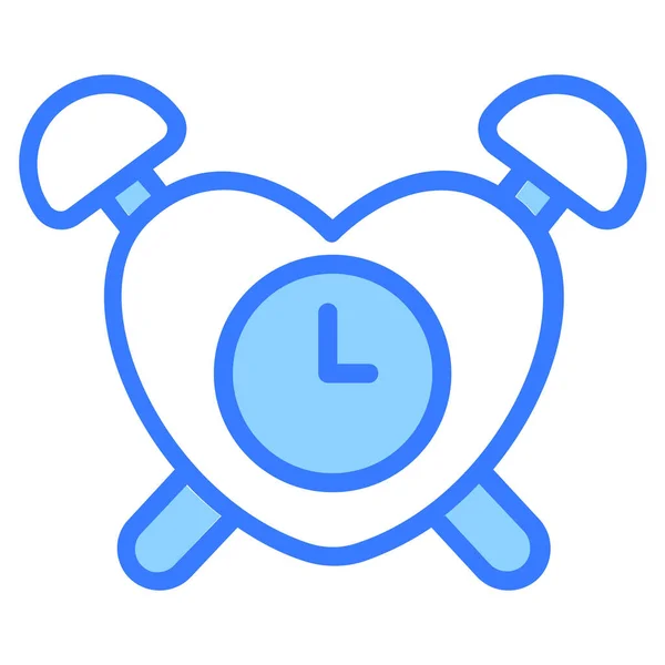 Alarma Forma Corazón Icono Del Reloj Diseño Simple Icono Línea — Archivo Imágenes Vectoriales