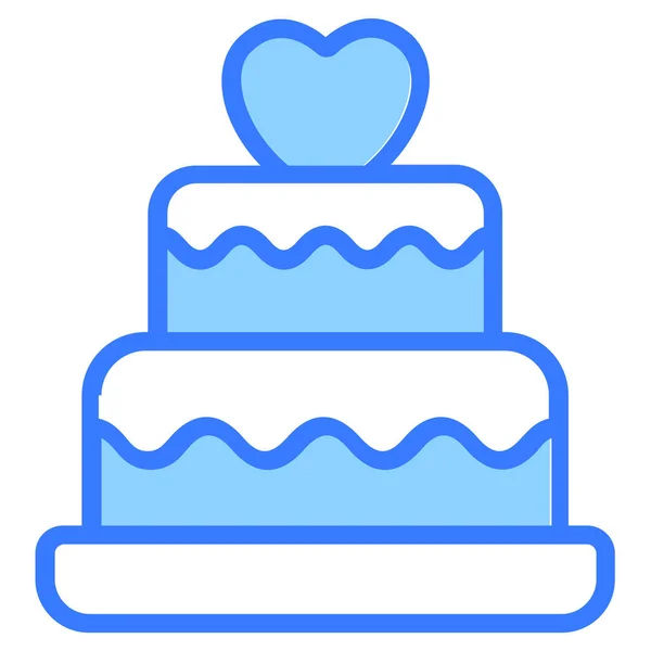 Hart Cake Eten Pictogram Eenvoudig Ontwerp Blauwe Lijn Pictogram — Stockvector