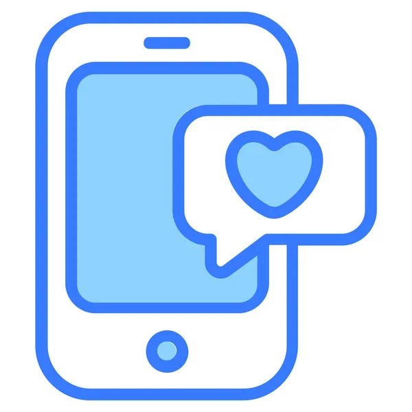 Liebe Handy Handy Icon Einfaches Design Blue Line Icon — Stockvektor