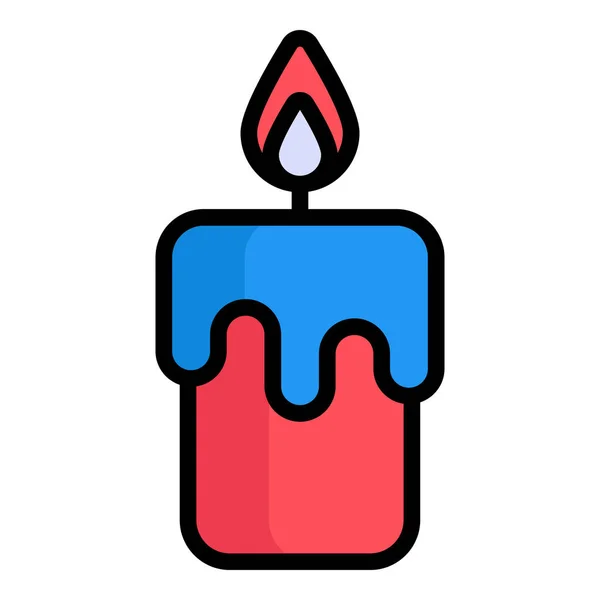 Κερί Φλόγα Φως Εικονίδιο Γραμμή Χρώματος — Διανυσματικό Αρχείο
