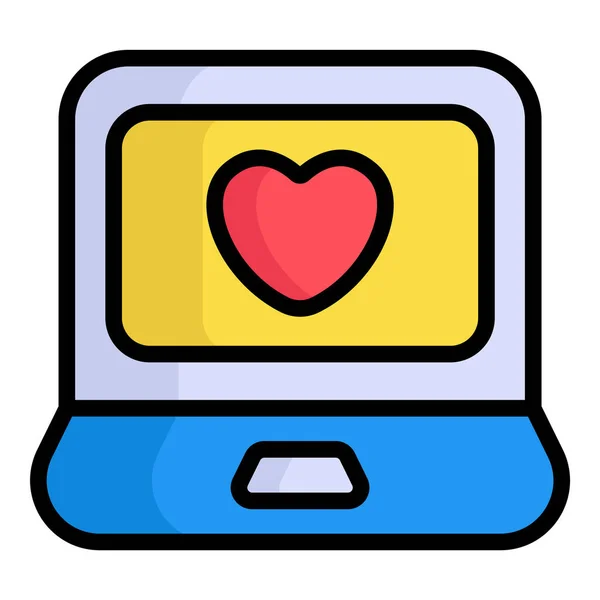 Laptop Love Communication Color Line Icon — Stockový vektor