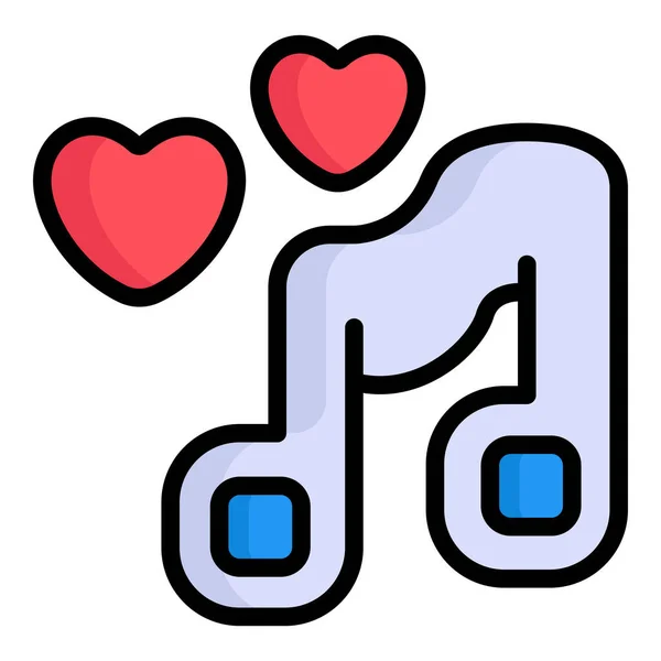 Amour Musique Symbole Couleur Ligne Icône — Image vectorielle