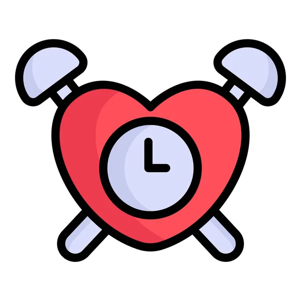 Forma Corazón Reloj Despertador Color Línea Icono — Archivo Imágenes Vectoriales