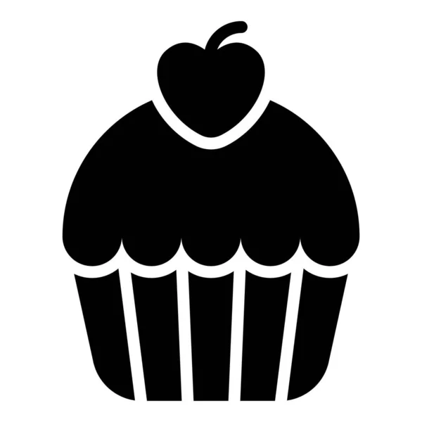 Cupcake Crème Cake Zwart Pictogram — Stockvector